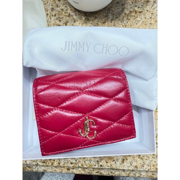 RARE JIMMY CHOO FARONE RASPBERRY CARD WALLET FULL INCLUSION - Picture 7 of 7